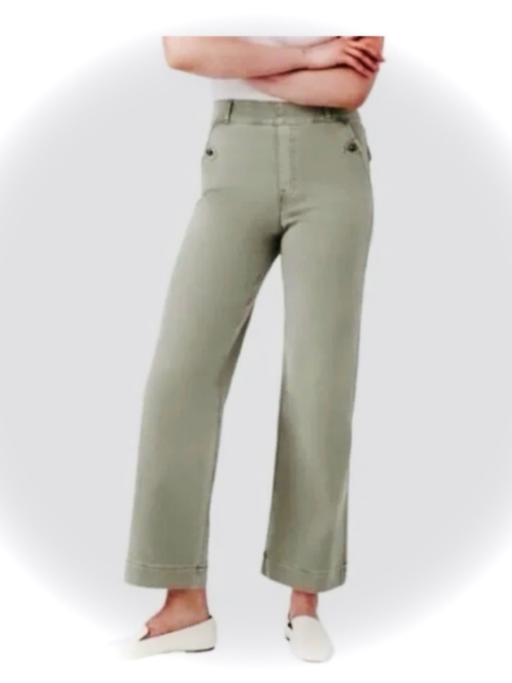 SPANX Wide Leg Utility Pants in Olive Green